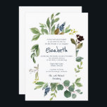 Convite Watercolor Floral e Foliage Bat Mitzvah<br><div class="desc">Composto por uma escrita lúdica e uma tipografia serif; Tudo contra um pano de fundo branco e uma estrutura foliar de cor d'água.

Este foi projetado por materiais de terceiros selecionados,  exclusivos para o Zazzle.

Disponível aqui:http://www.zazzle.com/selectpartysupplies</div>
