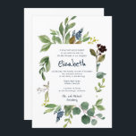 Convite Watercolor Floral e Foliage Bat Mitzvah<br><div class="desc">Composto de uma escrita lúdica e de uma tipografia serifônica; Tudo contra um pano de fundo branco e uma estrutura de folhagem de aquarela. Este foi projetado por materiais de terceiros selecionados,  exclusivos para o Zazzle. Disponível aqui: http://www.zazzle.com/selectpartysupplies</div>
