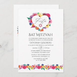 Convite Watercolor Floral Fiesta Bat Mitzvah