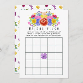 Convite Watercolor Floral Fiesta Bridal Bingo