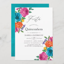 Watercolor Floral Fiesta Quinceañera