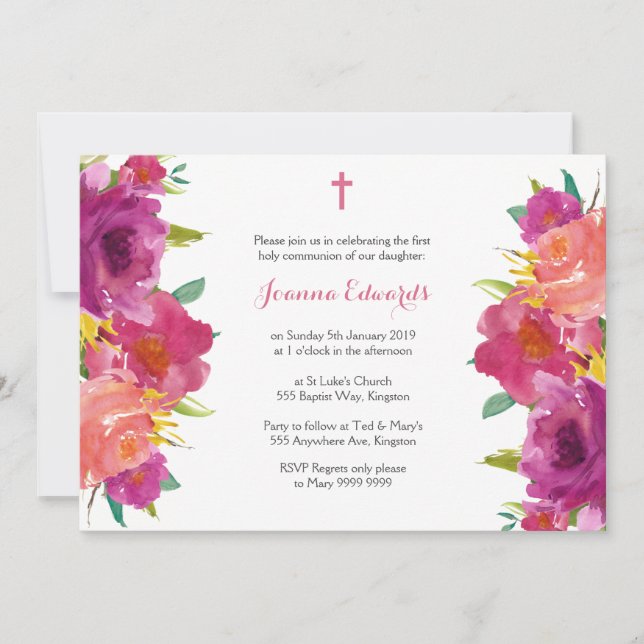 Convite Watercolor Floral First Community Personalizado (Frente)