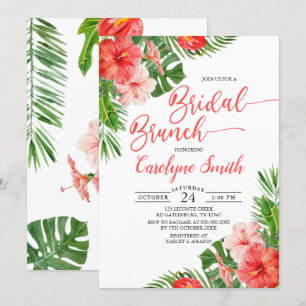 Convite Watercolor Floral Frame Tropical Bridal Brunch