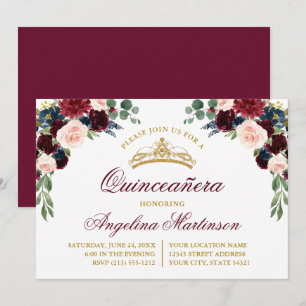 Convite Watercolor Floral Greenery Quinceanera Party