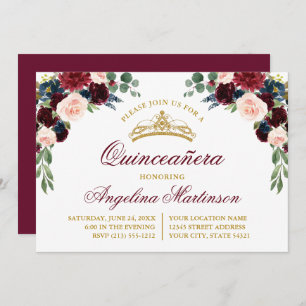 Convite Watercolor Floral Greenery Quinceanera Party