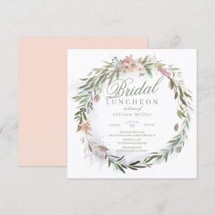 Convite Watercolor Floral Greenery Wreath Bridal