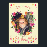 Convite Watercolor Floral Heart Wreath 18th Aniversário Fo<br><div class="desc">Os 18º convites planos para cartões com fotos de festa de aniversário para raparigas adolescentes que completam 18/18 anos de idade podem ser usados para qualquer aniversário de idade. A elegante, personalizada e colorida pintura de aquarela, corações florais, verso, adicione sua própria fotografia convidando modelo, com belas, modernas, contemporâneas, coloridas,...</div>