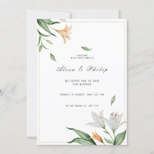 Convite Watercolor Floral Lily Wedding