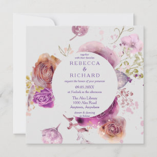 Convite Watercolor Floral Majestade Wedding