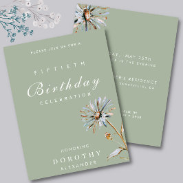 Convite Watercolor Floral Modern Elegant Aniversário