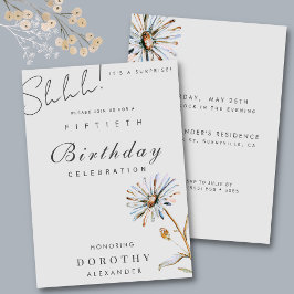 Convite Watercolor Floral Modern Elegant Surprise Birthday