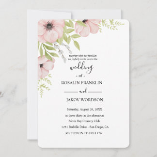 Convite watercolor floral rustic wedding 