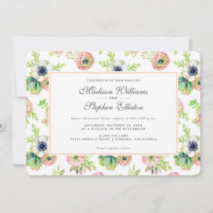 Convite Watercolor Floral & Succulents - Casamento