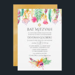Convite Watercolor Floral Tropical Summer Bat Mitzvah<br><div class="desc">O convite de morcego tropical de verão mitzvah é personalizável para suas especificidades de evento.</div>