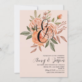 Convite Watercolor Floral Vintage Rosa Casamento