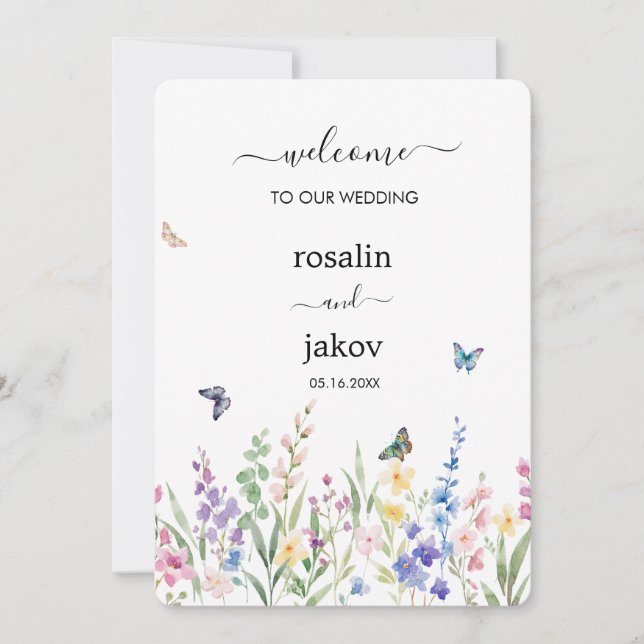 Convite watercolor floral wedding (Frente)