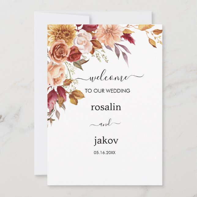 Convite watercolor floral wedding (Frente)