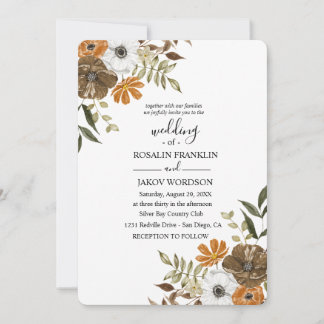 Convite watercolor floral wedding Invitation