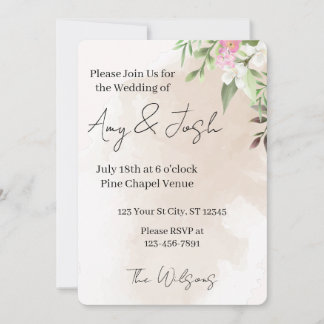 Convite Watercolor Floral Wedding Invitation