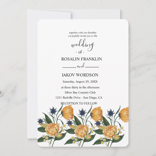Convite watercolor floral wedding Invitation (Frente)
