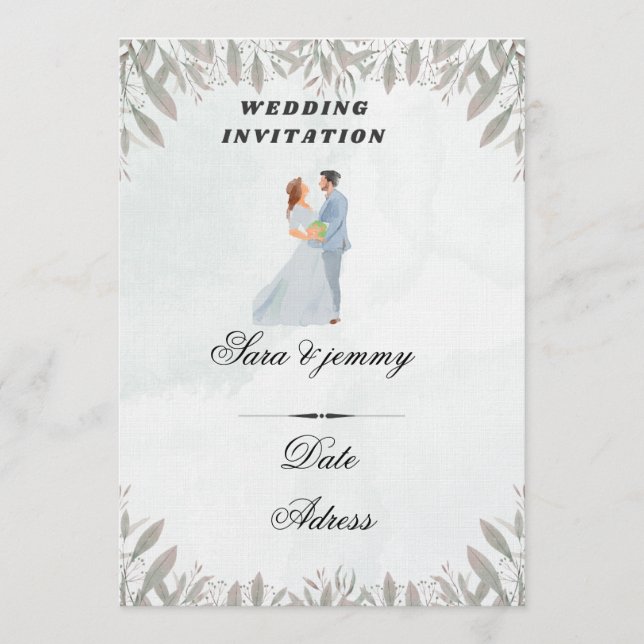 Convite Watercolor Floral Wedding Invitation (Frente)