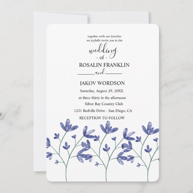 Convite watercolor floral wedding Invitation (Frente)