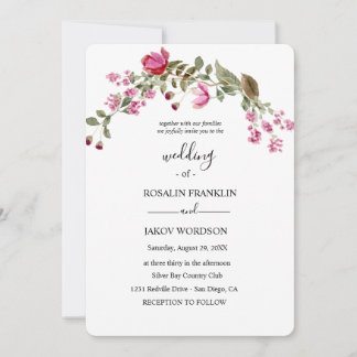 Convite watercolor floral wedding Invitation