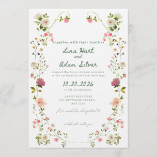 Convite Watercolor Floral Wedding Invitation Template 