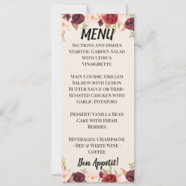 Convite Watercolor Floral Wedding Menu