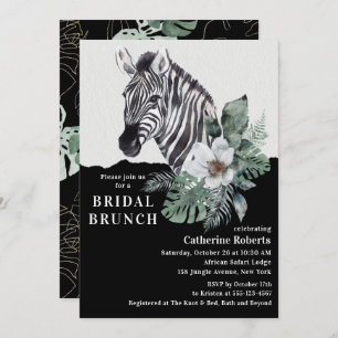 Convite Watercolor Floral Wild Zebra Bridal Brunch