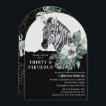 Convite Watercolor Floral Wild Zebra Trinta aniversário de<br><div class="desc">Watercolor Floral Wild Zebra Trinta aniversário de 30 anos nos Convites apresenta uma elegante zebra silvestre com aquarela com flores em branco e preto,  com suas informações de 30º aniversário de convite. Personalize editando o texto nas caixas de texto. Projetado para você pelo Evco Studio www.zazzle.com/store/evcostudio</div>