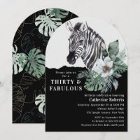 Watercolor Floral Wild Zebra Trinta aniversário de