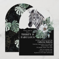 Watercolor Floral Wild Zebra Trinta aniversário de