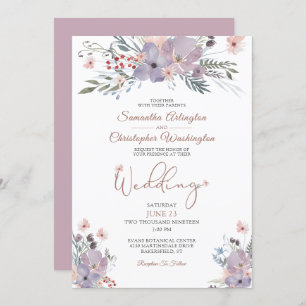 Convite Watercolor Floral Wildflower Casamento Lilac