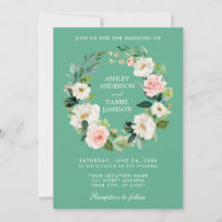 Watercolor Floral Wreath Rosa Branco Dourado Neo M