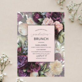 Convite Watercolor Flores rosa púrpura, azul-Elegante, gra