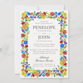 Convite Watercolor Flower Botanical Garden Rainbow Wedding
