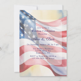 Convite Watercolor Fourth Of July Wedding Celebration