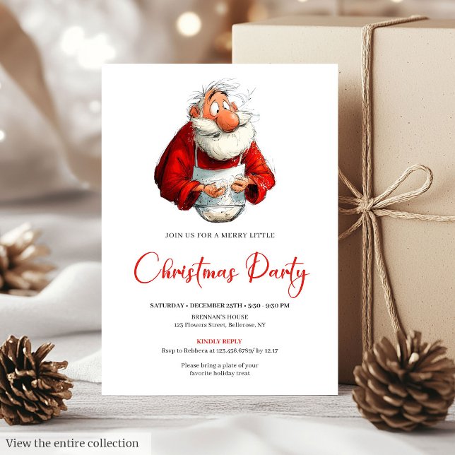 Convite Watercolor Funny Santa Calligraphy Christmas  (Watercolor Funny Santa Calligraphy Christmas Invite)