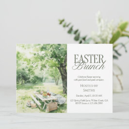 Convite Watercolor Garden Picnic Easter Brunch Elegant 