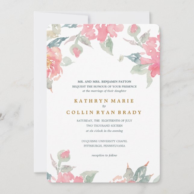 CONVITE WATERCOLOR GARDEN WEDDING (Frente)