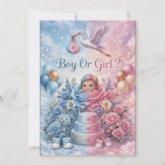 Convite Watercolor Gender Reveal Invitation
