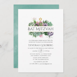 Convite Watercolor Geométrico Bat Mitzvah