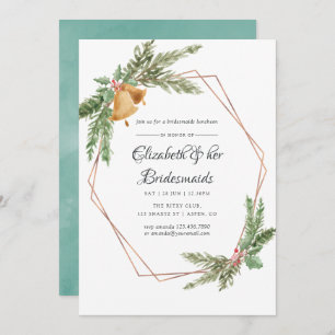 Convite Watercolor Geométrico natal Bridesmaid Luncheid