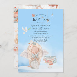 Convite Watercolor Girl Angel Baptism