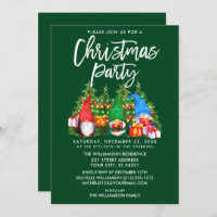 Watercolor Gnomos Luz Festa de Natal Verde