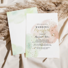 Convite Watercolor Gold Confetti Wedding Breakfast