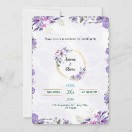 Convite Watercolor Gold & Purple Invitation