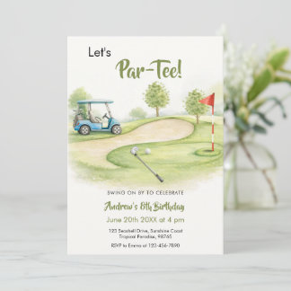 Convite Watercolor Golf Par-Tee Birthday