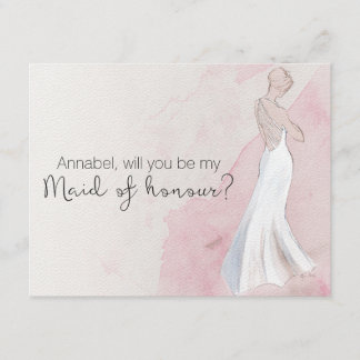 Convite Watercolor Gown "Você será minha madrinha de casam